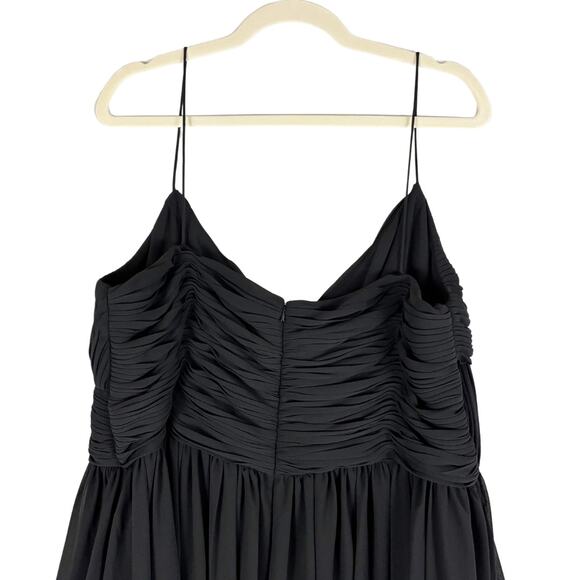 Mac Duggal Surplice Ruched Midi Dress XL Black NEW - Picture 3 of 6